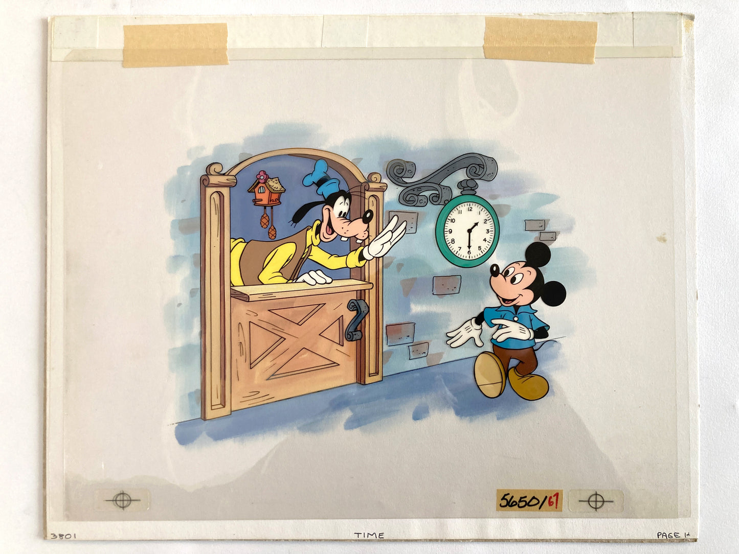 MICKEY & GOOFY : Original Cel and Hand-Painted background (Walt Disney, 1987)