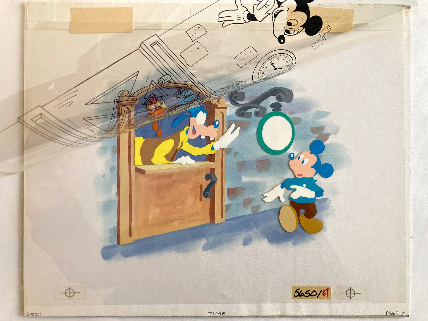 MICKEY & GOOFY : Original Cel and Hand-Painted background (Walt Disney, 1987)