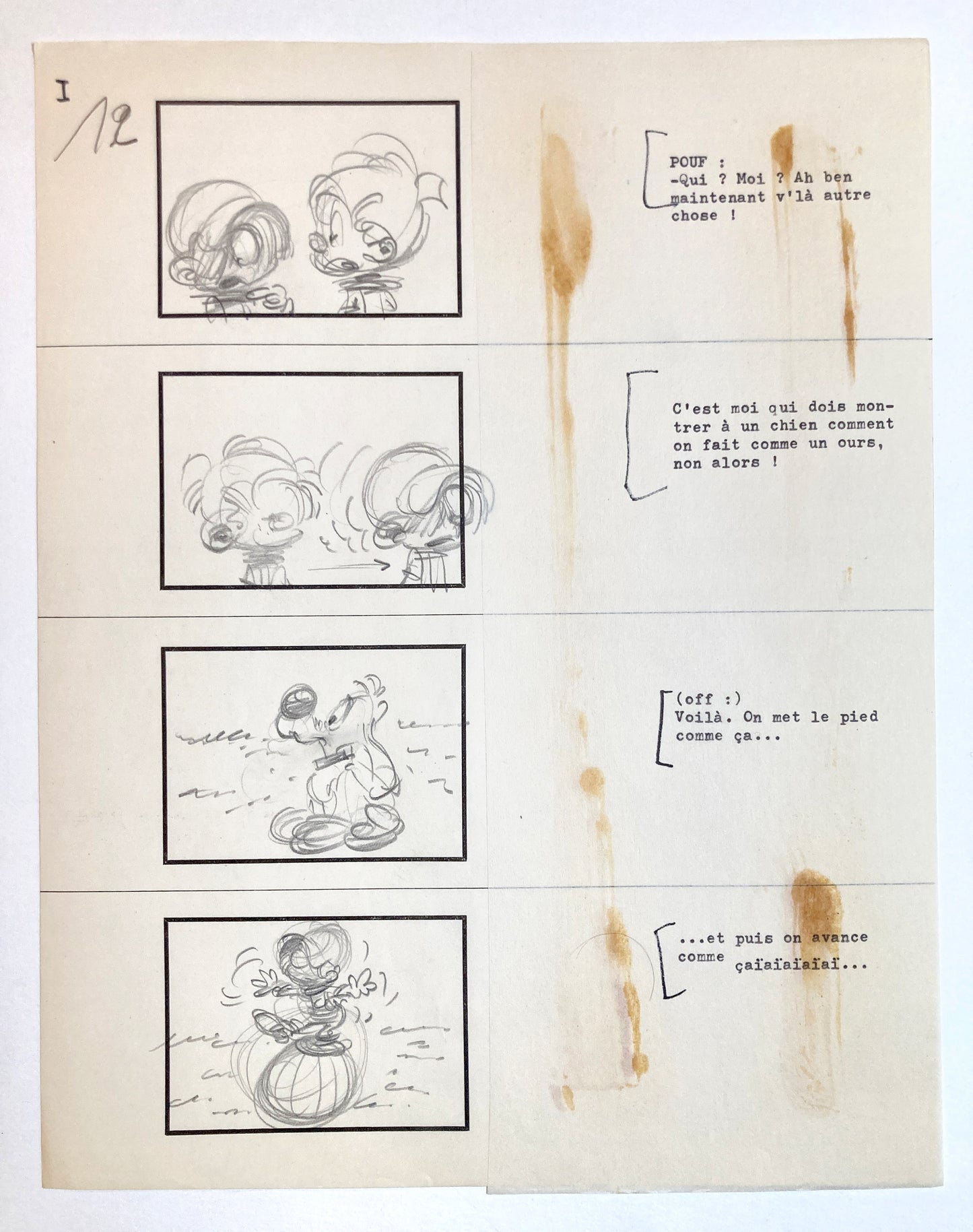 BOULE & BILL (1975) : Original Storyboard Artwork by Jean Roba