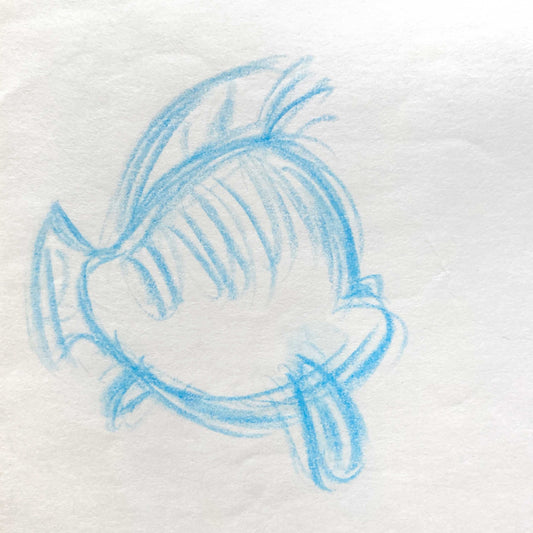 THE LITTLE MERMAID : Flounder Original Animation Drawing (Walt Disney, 1989)