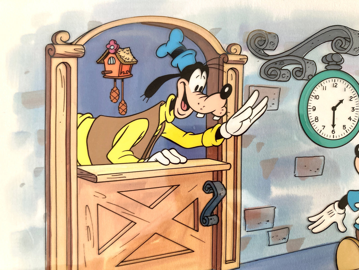 MICKEY & GOOFY : Original Cel and Hand-Painted background (Walt Disney, 1987)