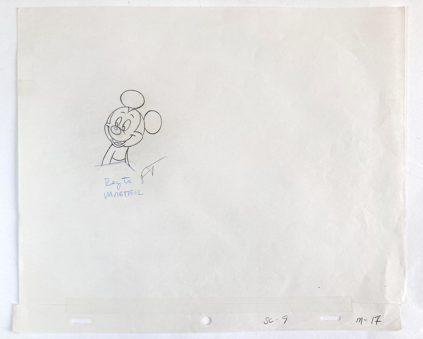 Original Animation Production Drawing of Mickey Mouse from a Tv Commercial