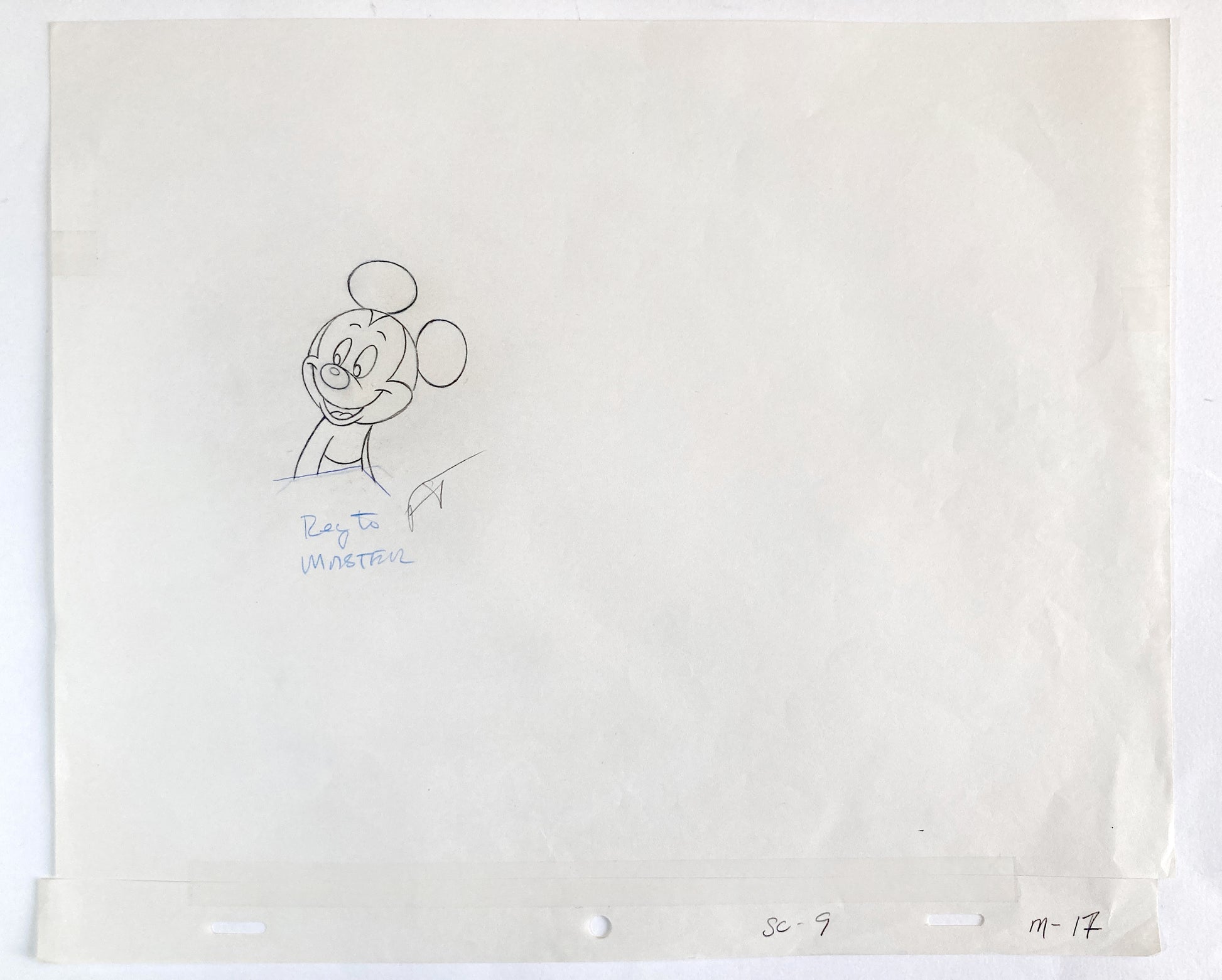 Original Animation Production Drawing of Mickey Mouse from a Tv Commercial