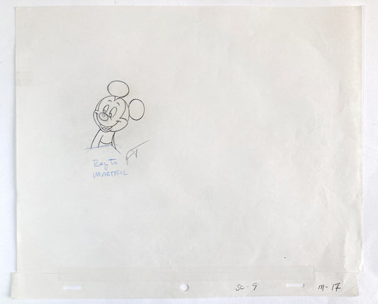 Original Animation Production Drawing of Mickey Mouse from a Tv Commercial