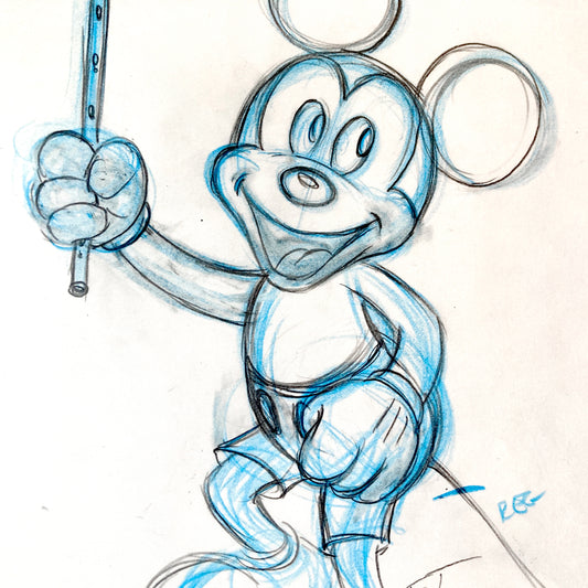 Original Animation Production Art Drawing of Mickey Mouse from a Tv Commercial