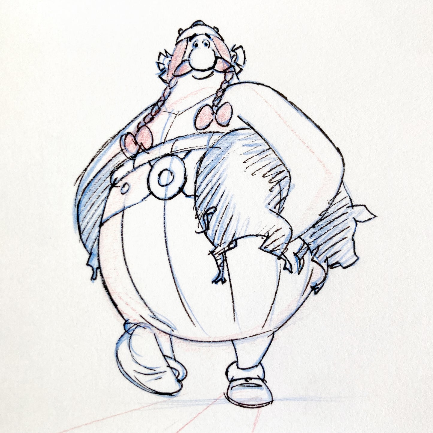 Original Animation Production Art Drawing of Obelix