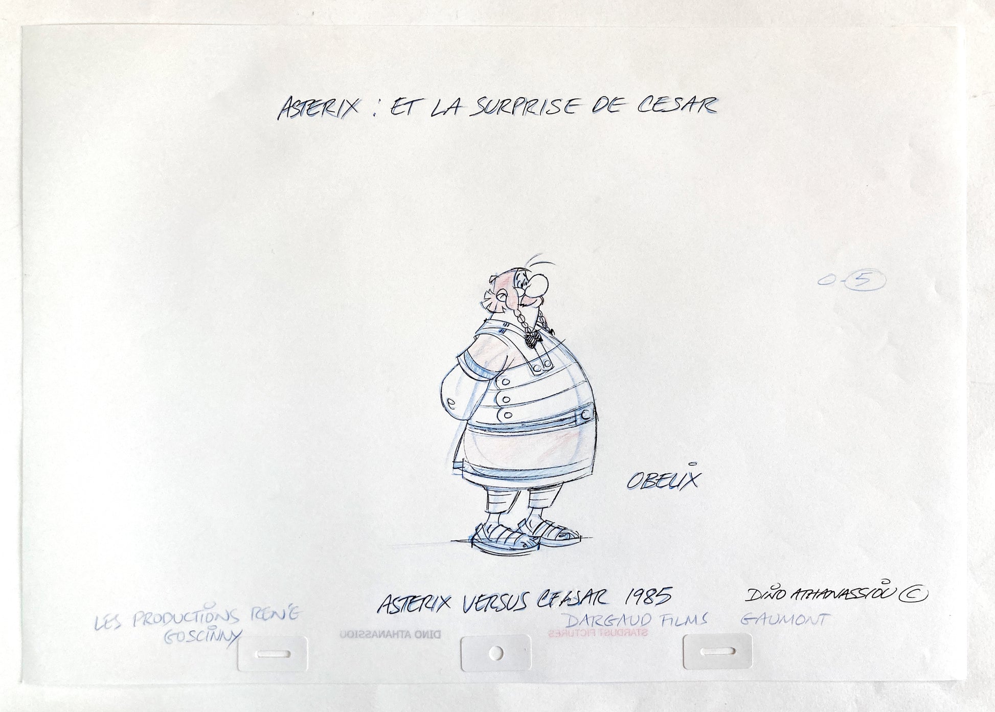 Asterix Versus Caesar Original Animation Art Signed by Dino Athanassiou (Gaumont Studios, 1985)