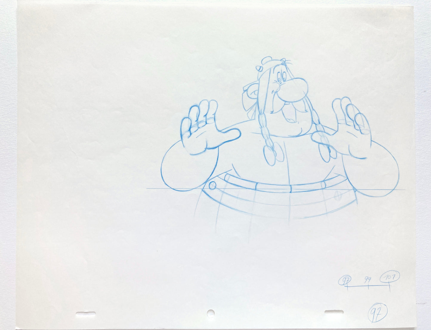 Original Animation Production Art Drawing of Obelix