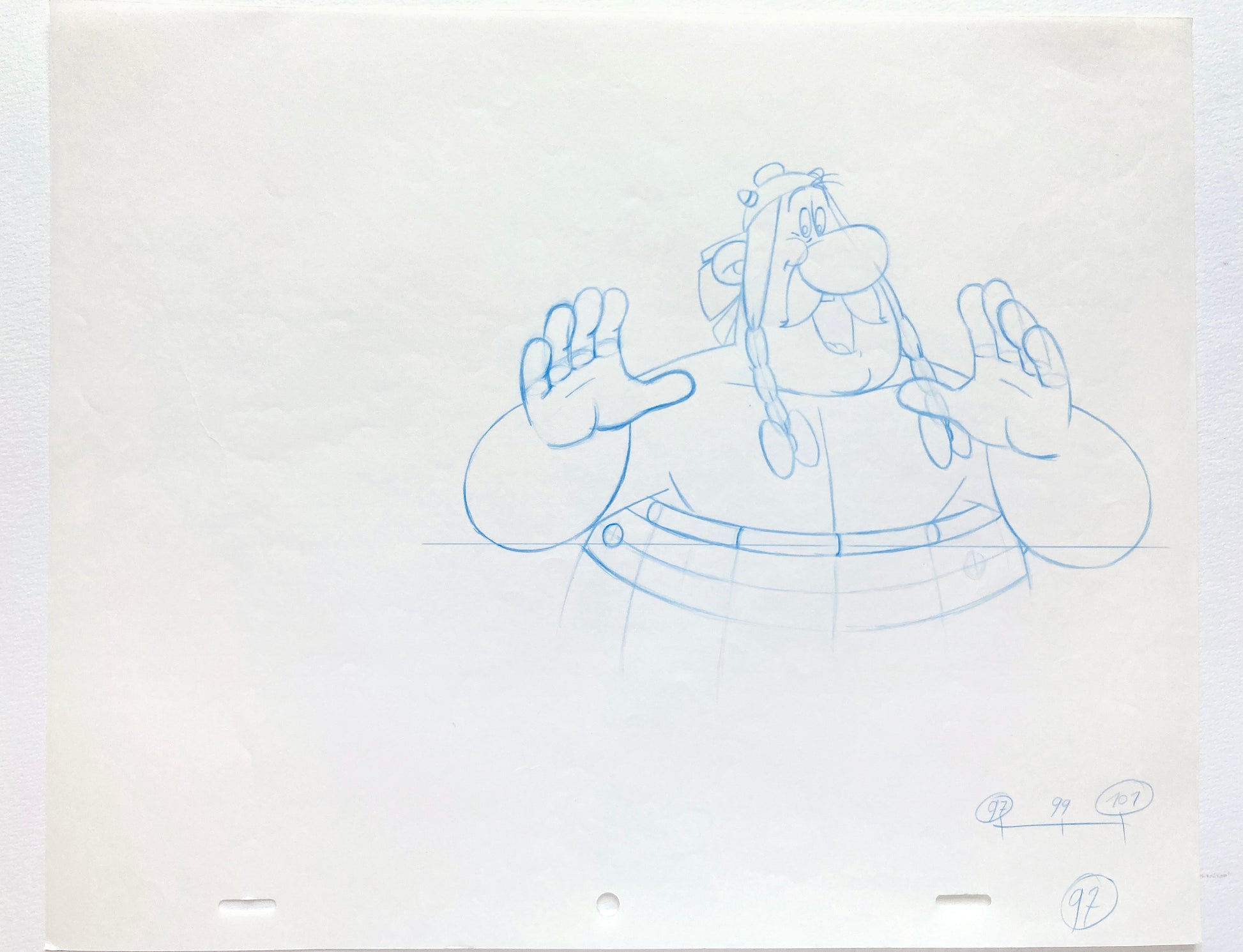 Original Animation Production Art Drawing of Obelix