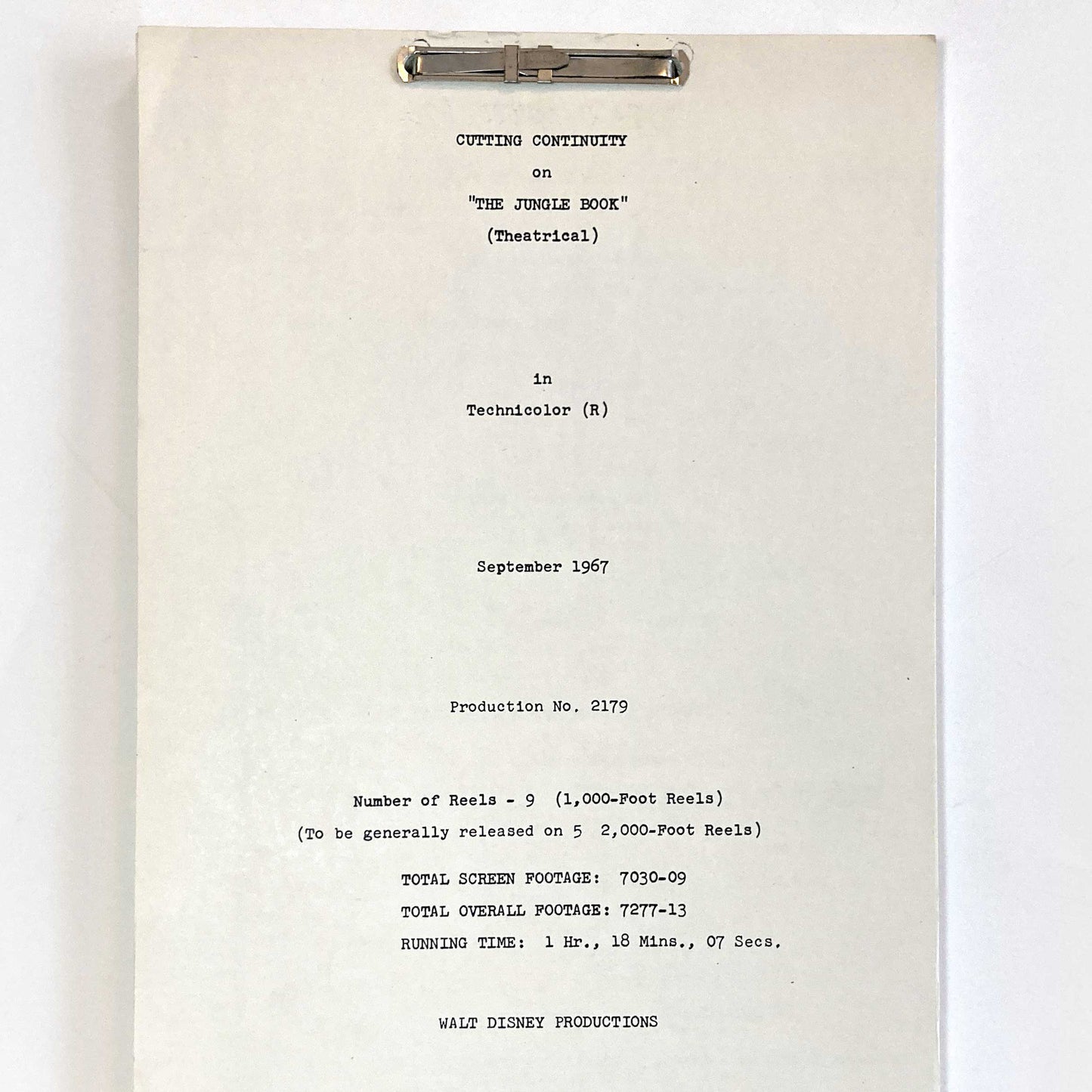 The Jungle Book Original Production Script