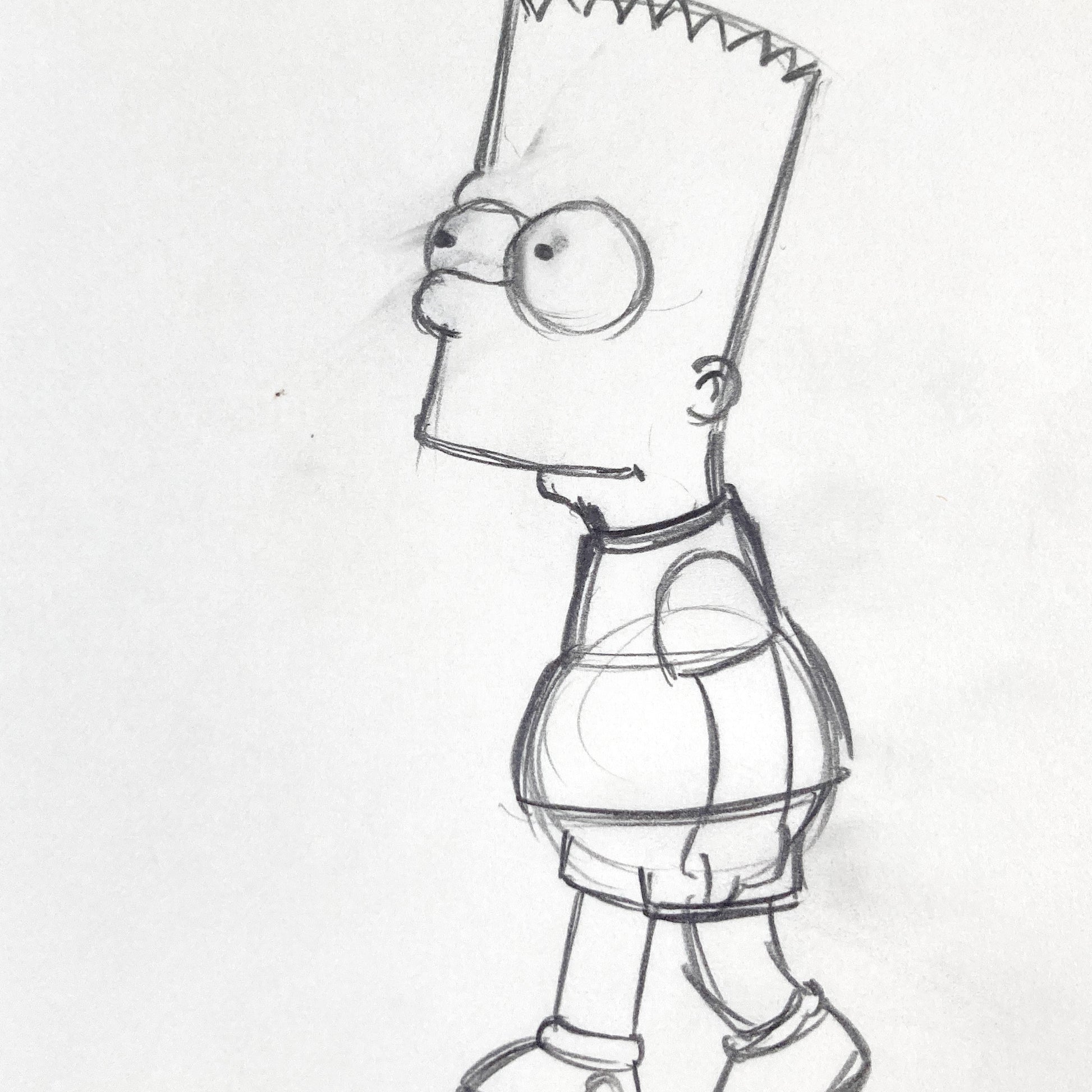 Original Animation Production Art Drawing of BART from The Simpsons