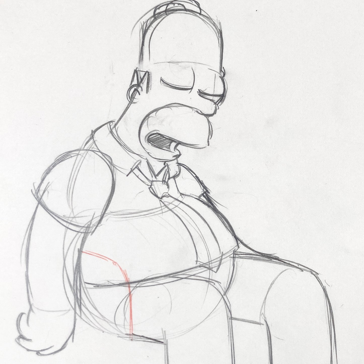 Original Animation Production Art Drawing of Homer from The Simpsons