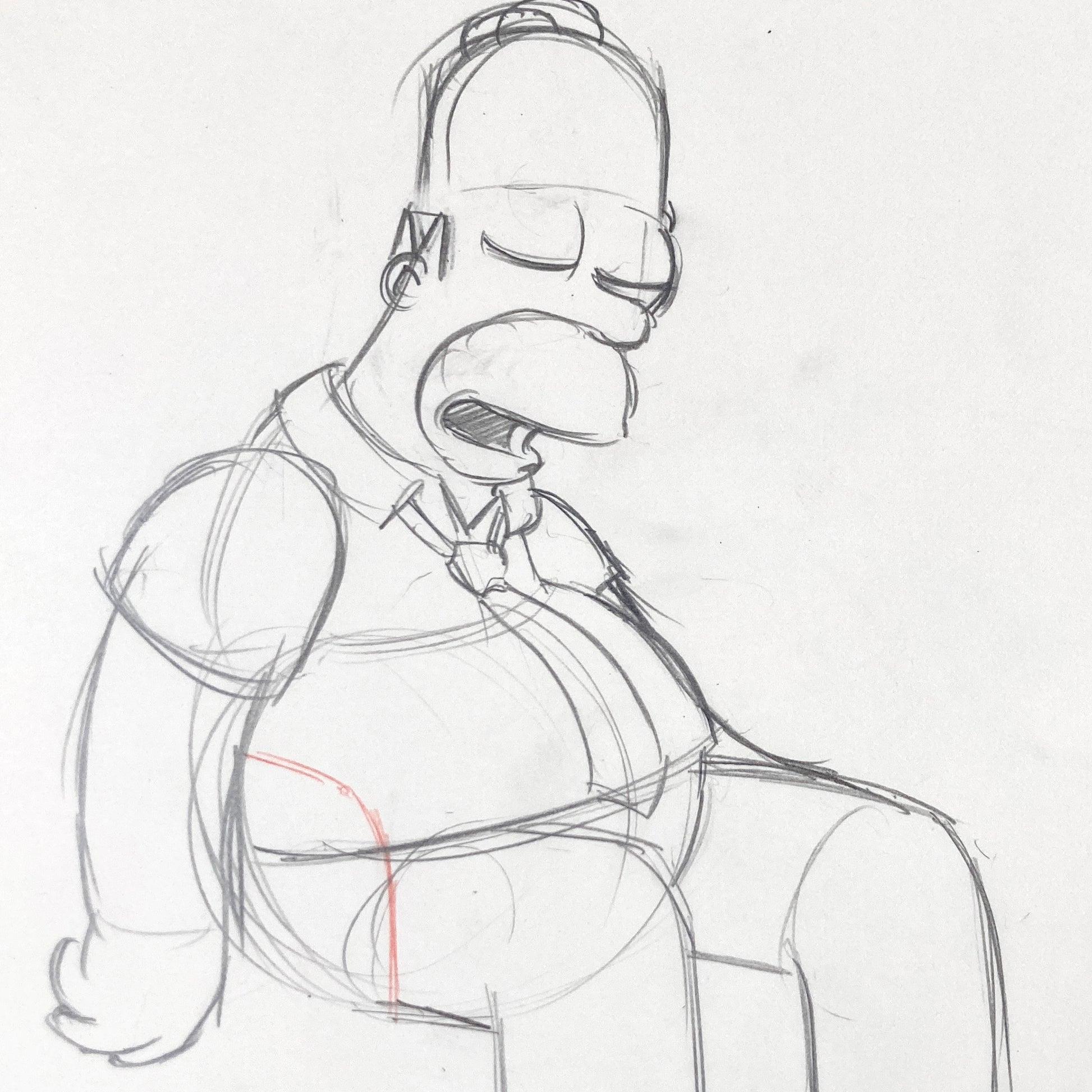 Original Animation Production Art Drawing of Homer from The Simpsons