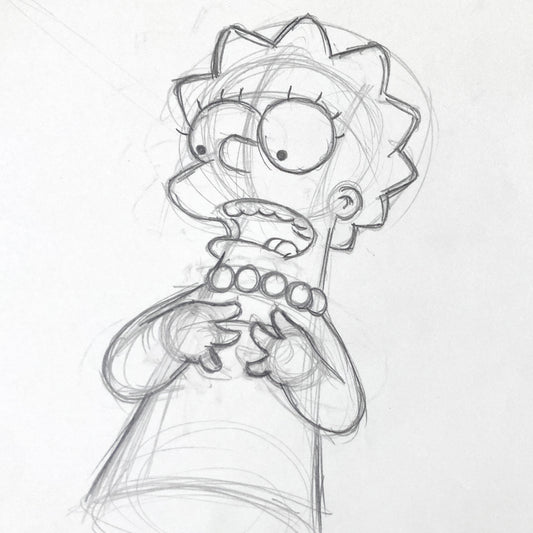 Original Animation Production Art Drawing of Lisa Simpson from The Simpsons