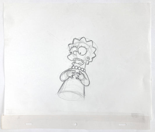 Original Animation Production Art Drawing of Lisa Simpson from The Simpsons