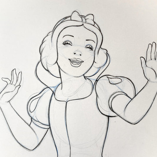 SNOW WHITE : Original Drawing for Disney Magazine – Unique Signed Artwork